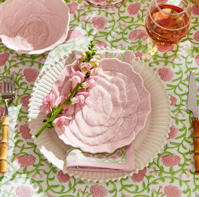 Pretty Pink Set of 4 Flower Tidbit Dish (food safe, dishwasher safe) - Porcelain