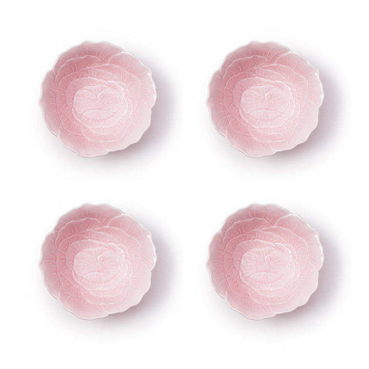 Pretty Pink Set of 4 Flower Tidbit Bowl - Porcelain