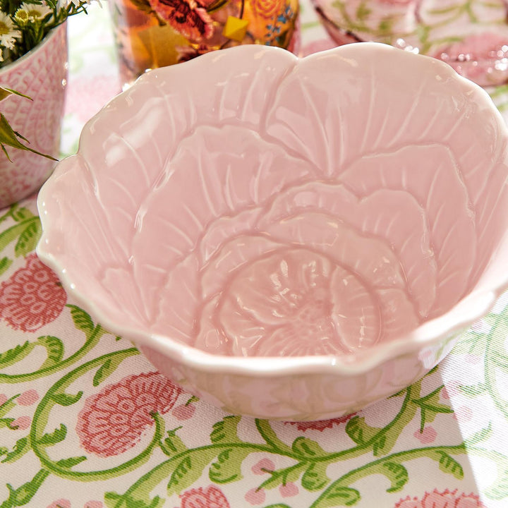 Pretty Pink Set of 4 Flower Tidbit Bowl - Porcelain