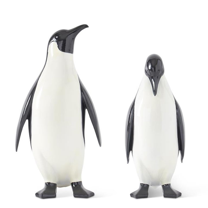 Black & White Glossy Resin Penguins - Set of 2