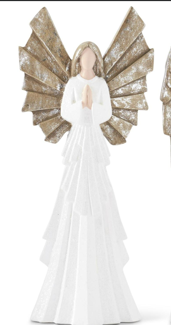 White Glittered Praying Angels - Choice of two sizes 23.25" or 21.75"