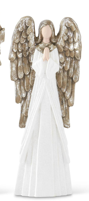 White Glittered Praying Angels - Choice of two sizes 23.25" or 21.75"