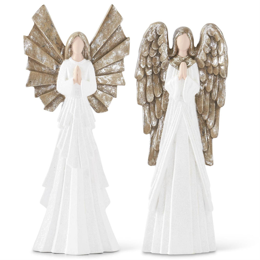 White Glittered Praying Angels - Choice of two sizes 23.25" or 21.75"