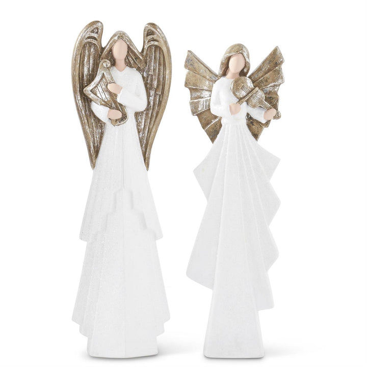 White Glittered Angels Playing Instruments - Choice of 2 Sizes -  26.25" or 24.25"