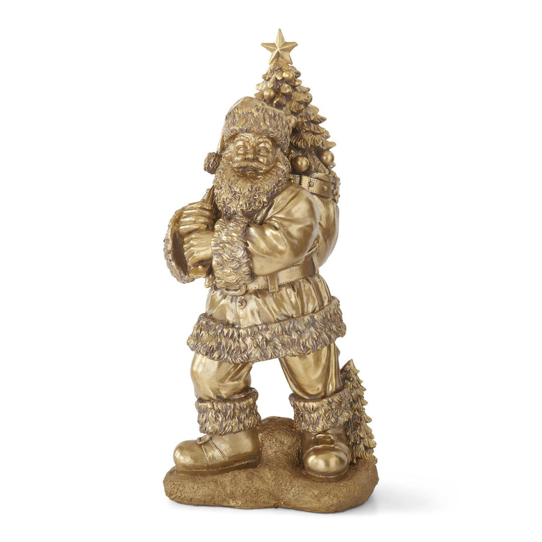 23" Antique Gold Resin Santa