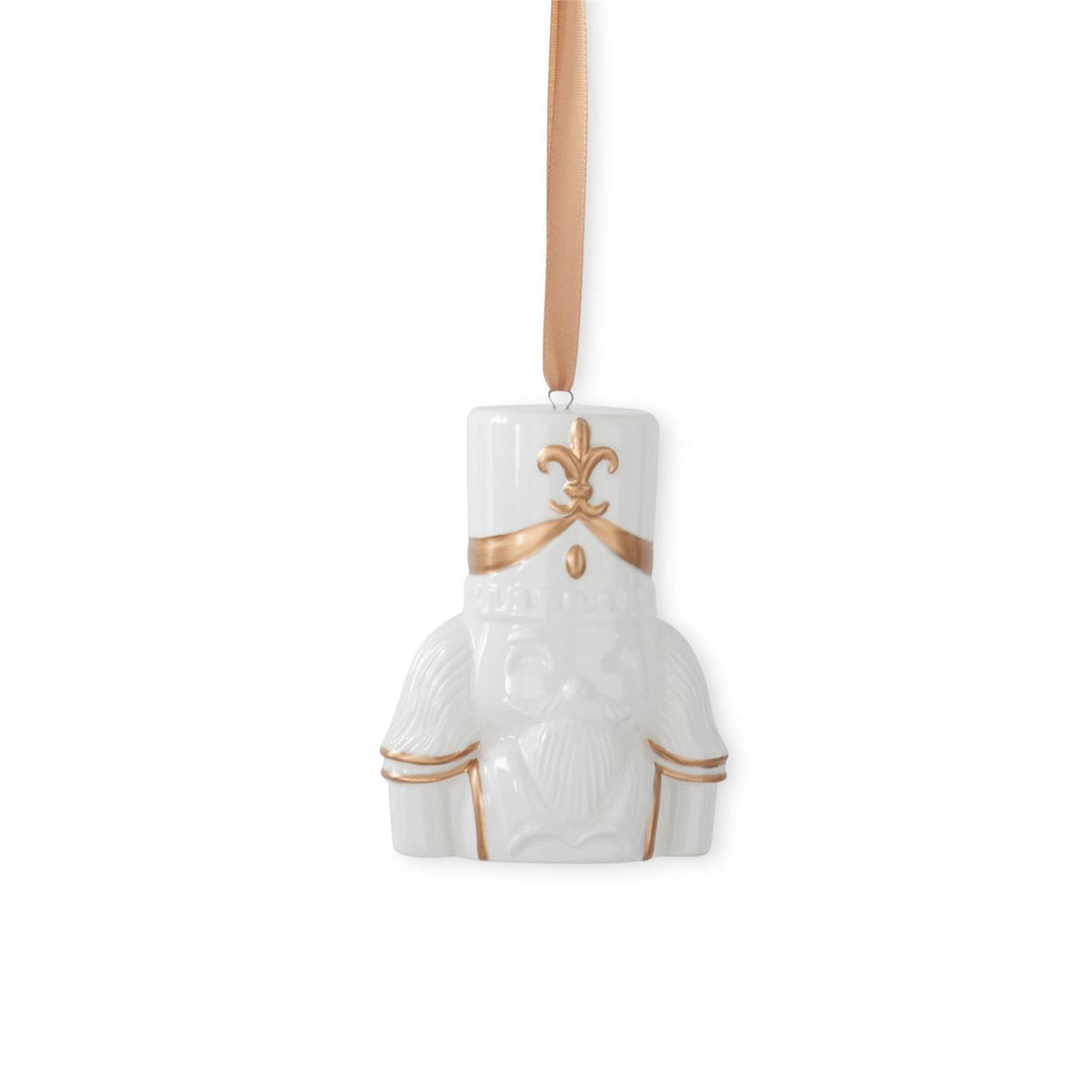 3.5" White Dolomite Nutcracker Head Ornaments - Set of 2