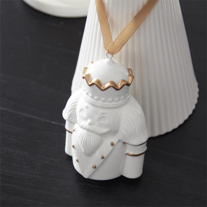 3.5" White Dolomite Nutcracker Head Ornaments - Set of 2