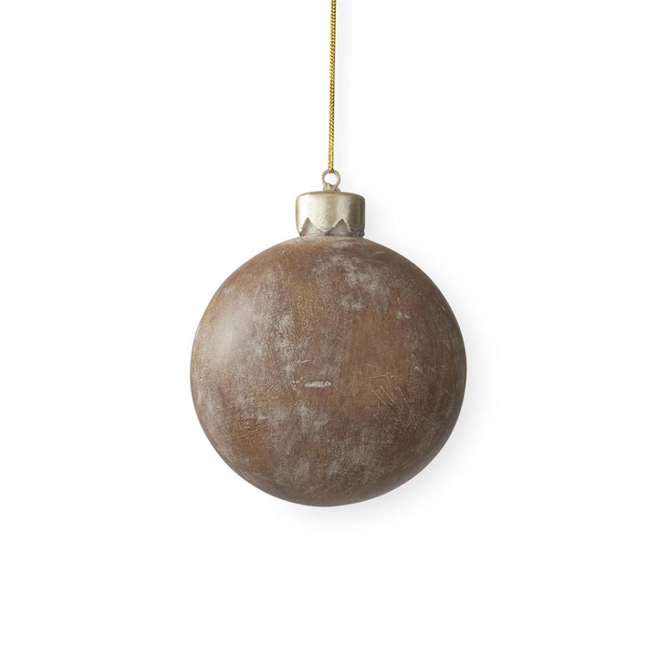 Brown Resin Faux Wood Ornaments - Set of 3
