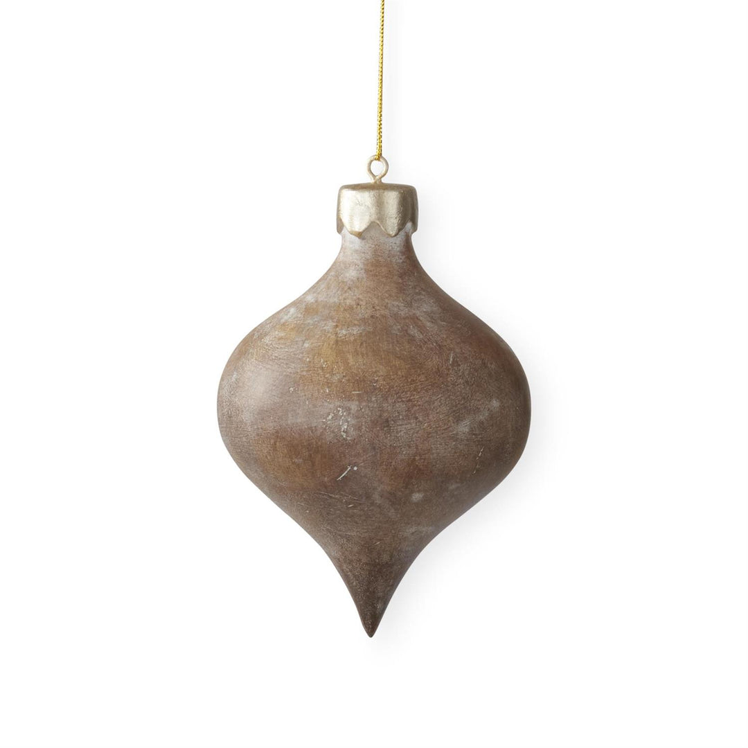 Brown Resin Faux Wood Ornaments - Set of 3