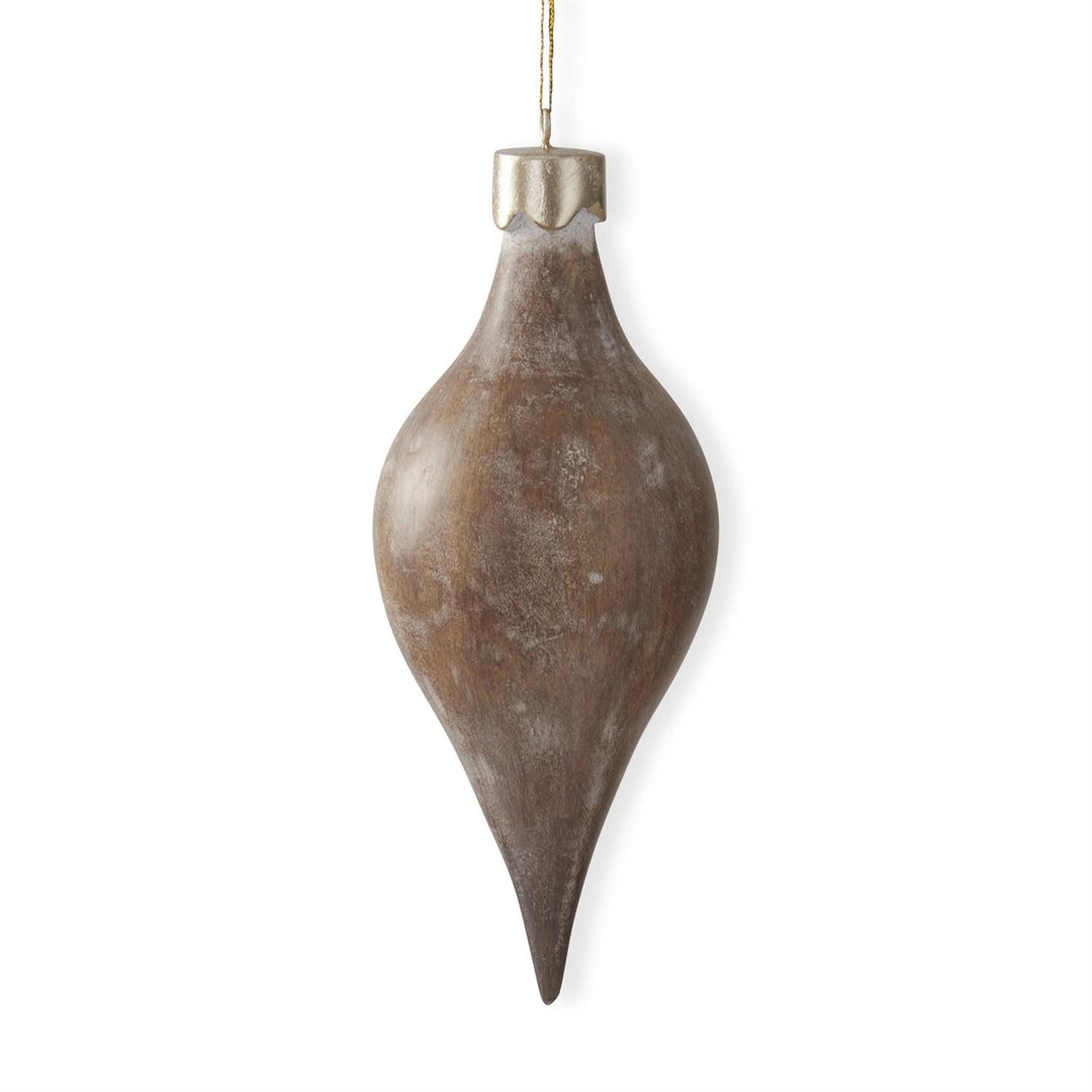 Brown Resin Faux Wood Ornaments - Set of 3