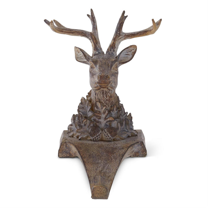 9.5 " Resin Faux Woodgrain Deer Bust Stocking Holder