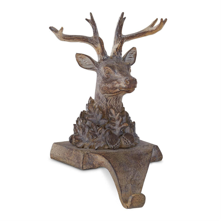9.5 " Resin Faux Woodgrain Deer Bust Stocking Holder