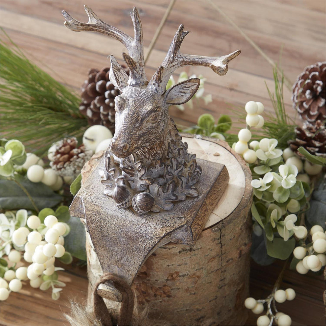 9.5 " Resin Faux Woodgrain Deer Bust Stocking Holder