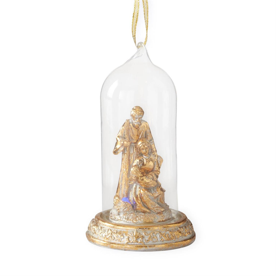 5" LED Gold Nativity Cloche Ornaments - Set of 2