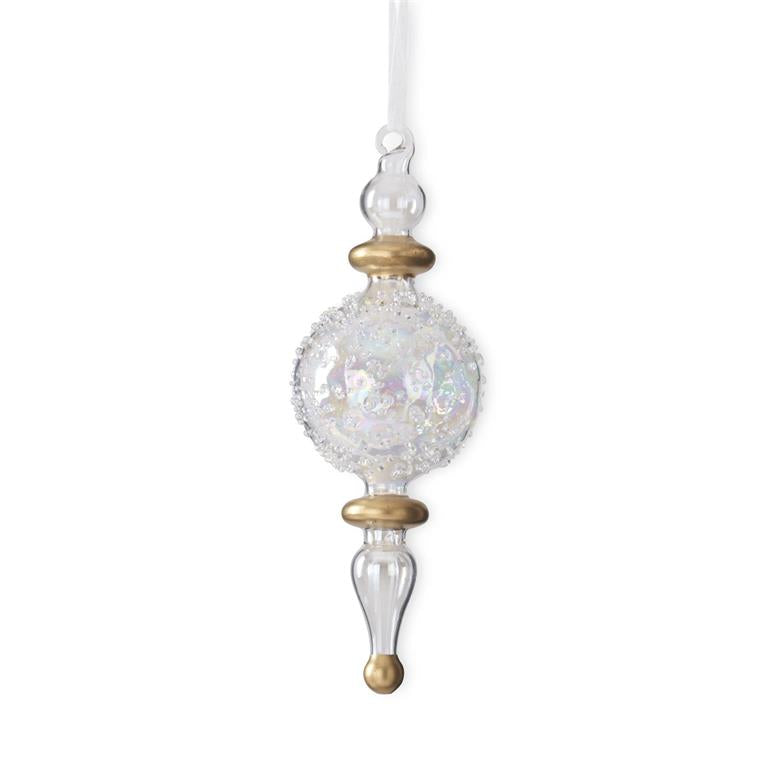 Clear Glass w/Bumps Finial Ornaments - Set of 2