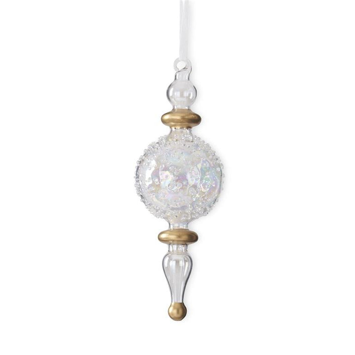 Clear Glass w/Bumps Finial Ornaments - Set of 2