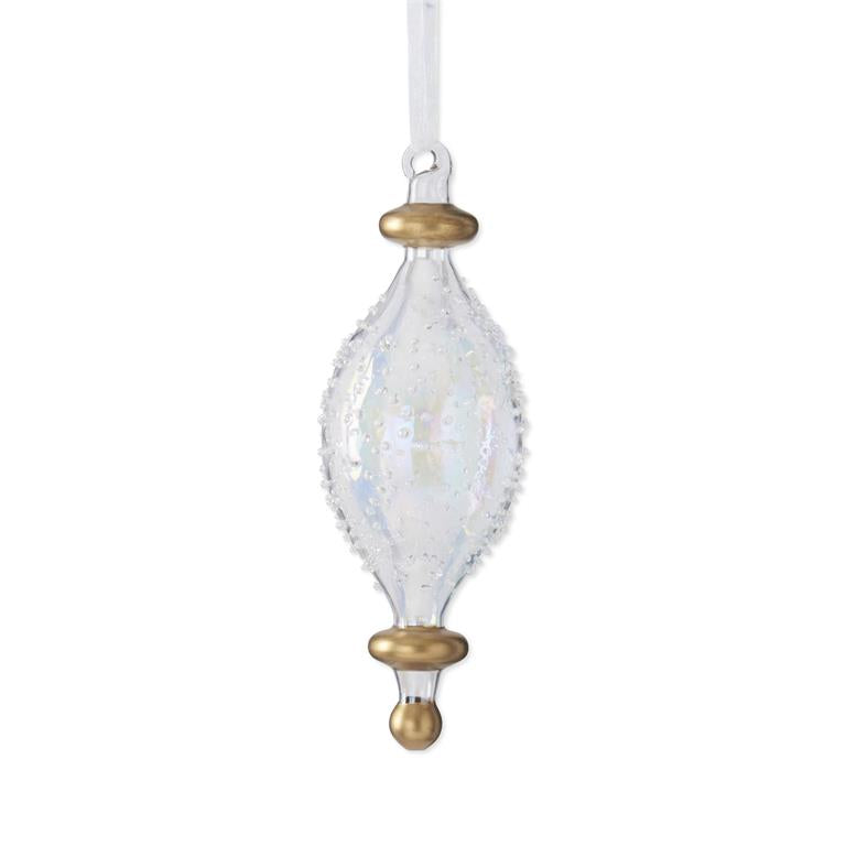 Clear Glass w/Bumps Finial Ornaments - Set of 2