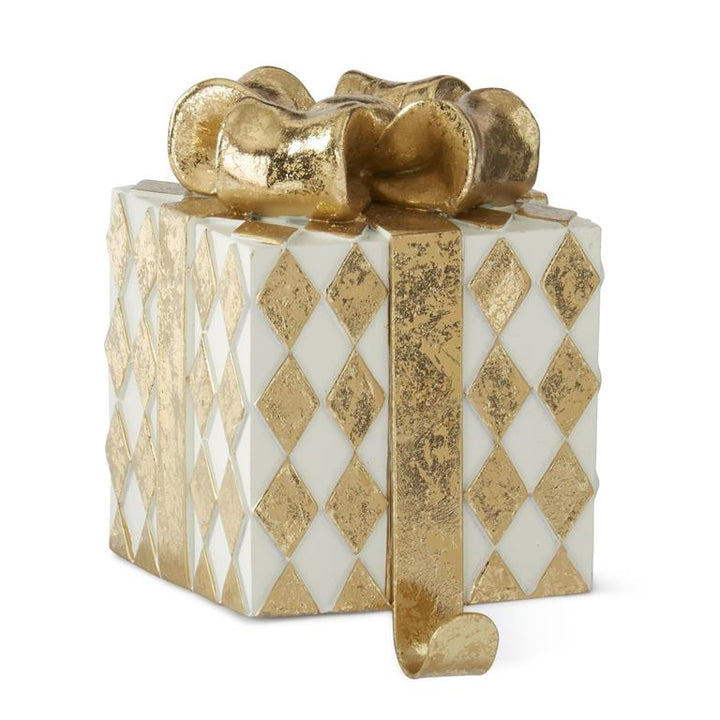 5.5" Gold & White Gift Resin Stocking Holder