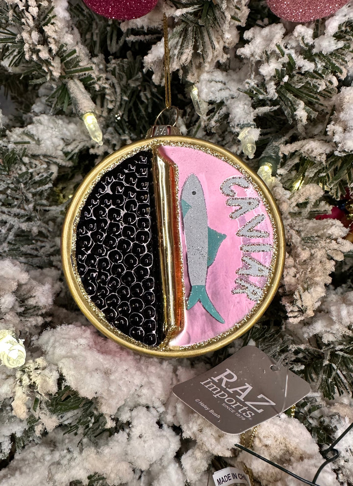 3" Glass Caviar Ornament in Pink