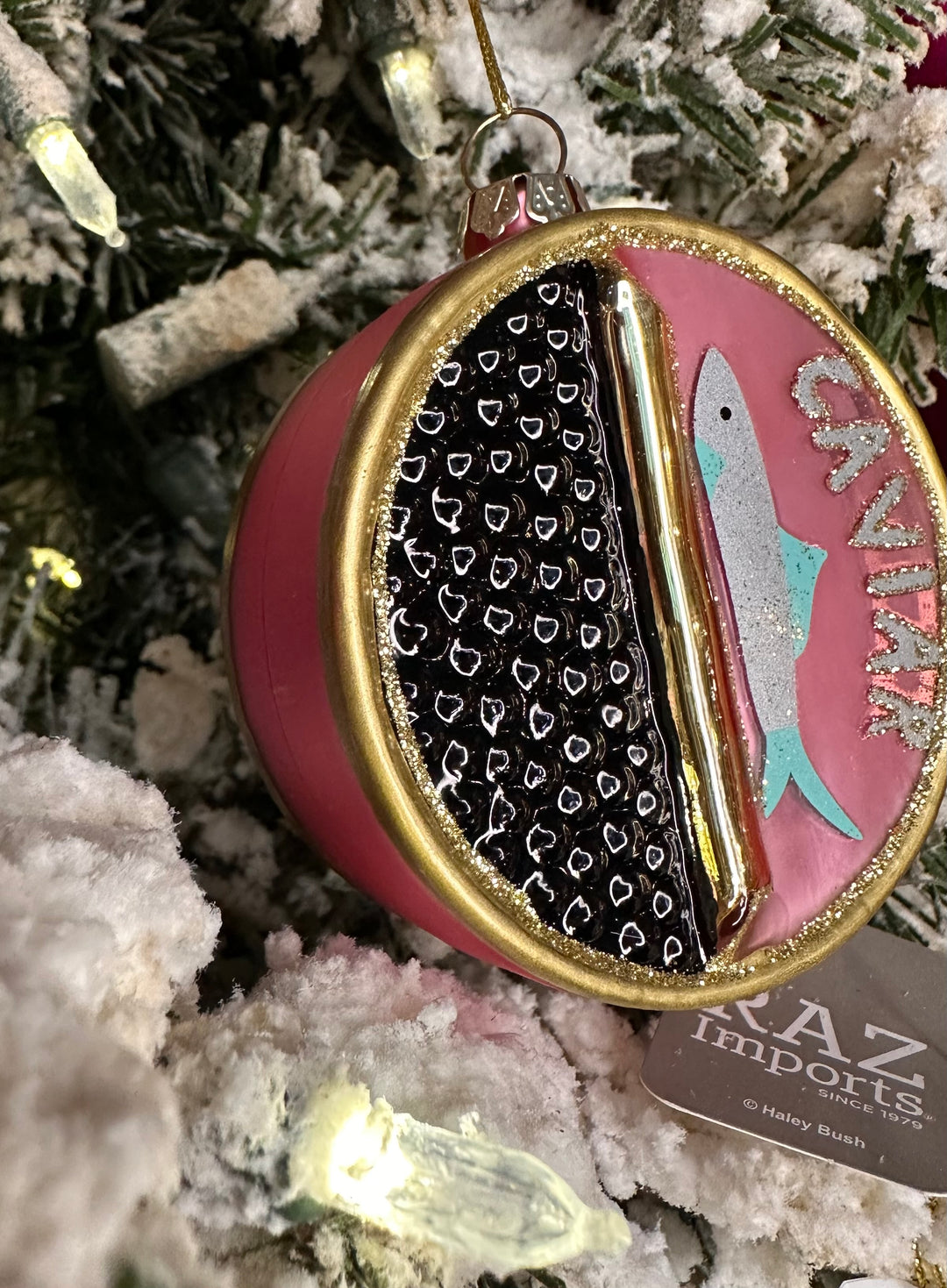 3" Glass Caviar Ornament in Pink