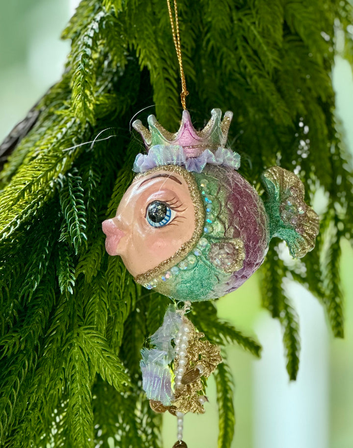 6" Treasure Pirate Puffer Fish Ornament - Choice of Crown or Pirate Hat