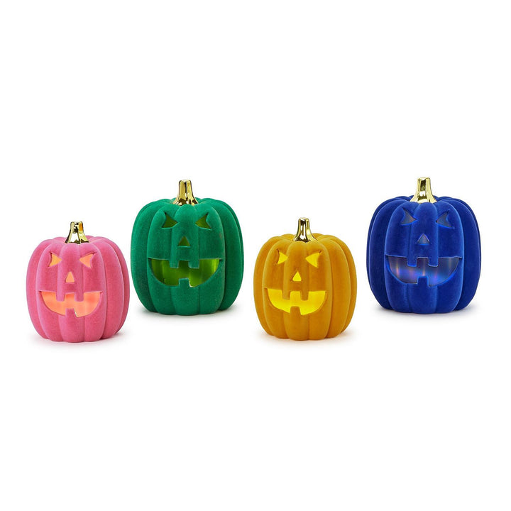 LED Flocked Jack O' Lanterns - Choice of 2 sizes and 4 Colors