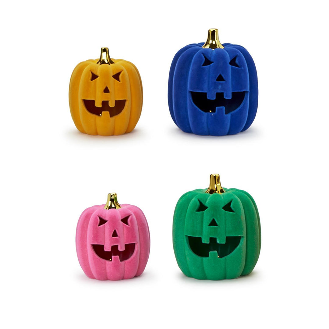 LED Flocked Jack O' Lanterns - Choice of 2 sizes and 4 Colors