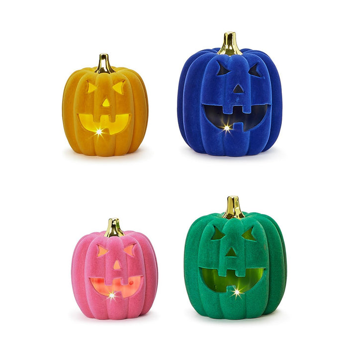 LED Flocked Jack O' Lanterns - Choice of 2 sizes and 4 Colors