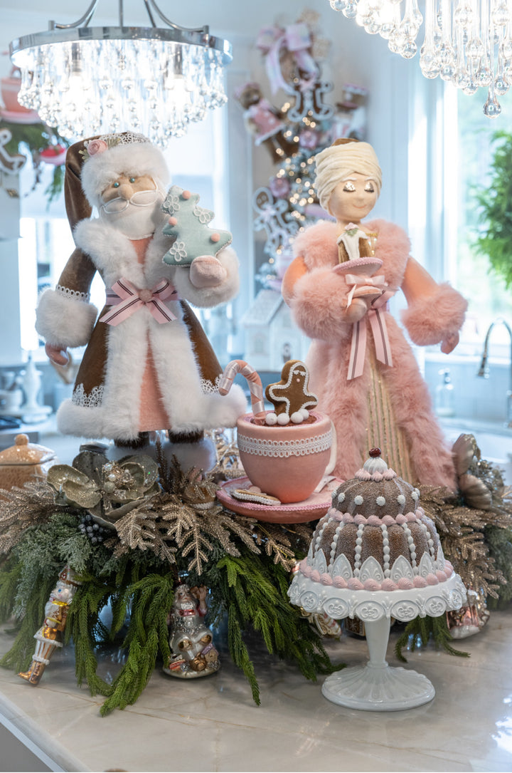 25" Santa Brown Coat Statue