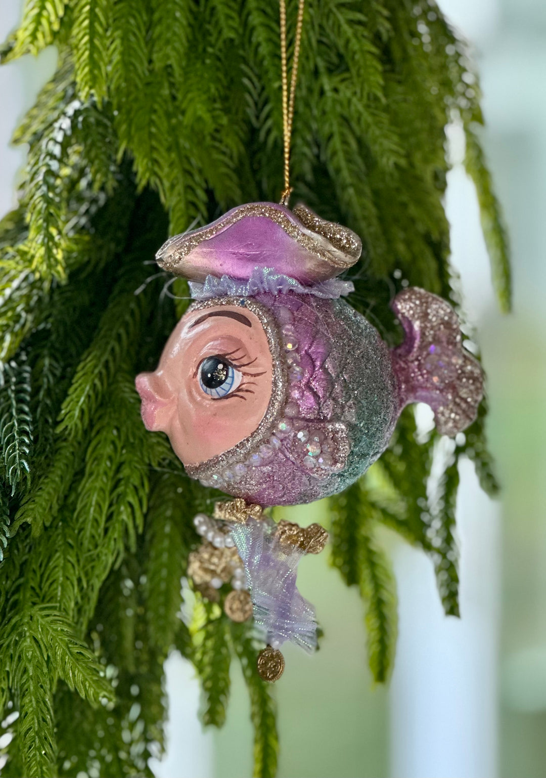 6" Treasure Pirate Puffer Fish Ornament - Choice of Crown or Pirate Hat