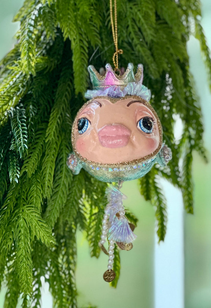 6" Treasure Pirate Puffer Fish Ornament - Choice of Crown or Pirate Hat