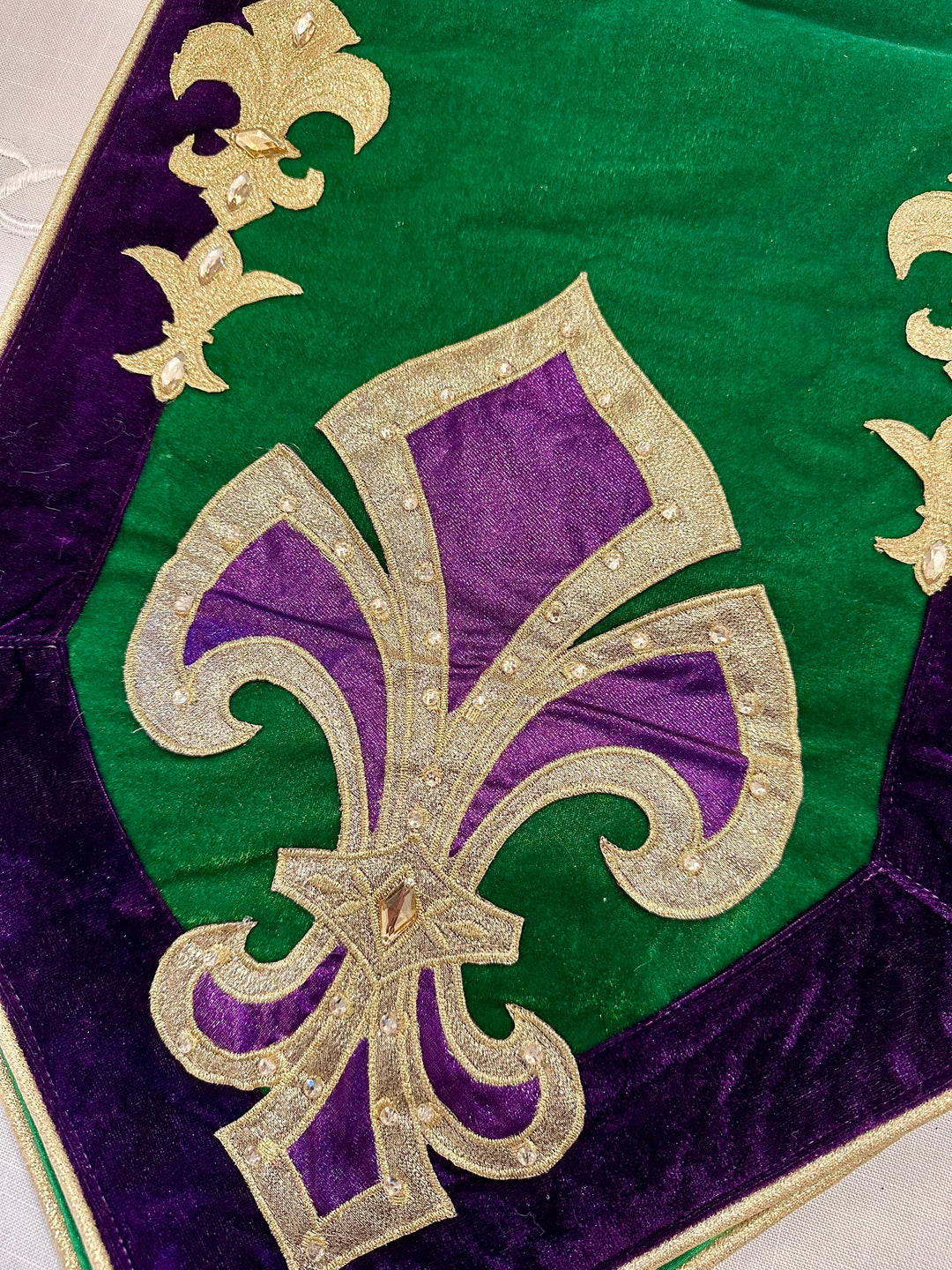 13" x 72" Mardi Gras Fleur De Lis Runner by Nancy Brown
