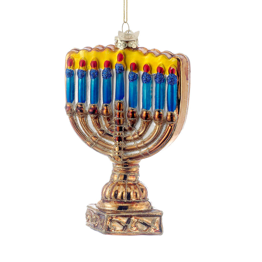 4.5" Noble Gems™ Menorah Glass Ornament