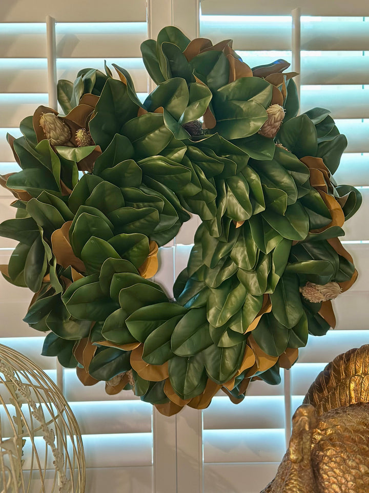 24" Live Look Magnolia Wreath