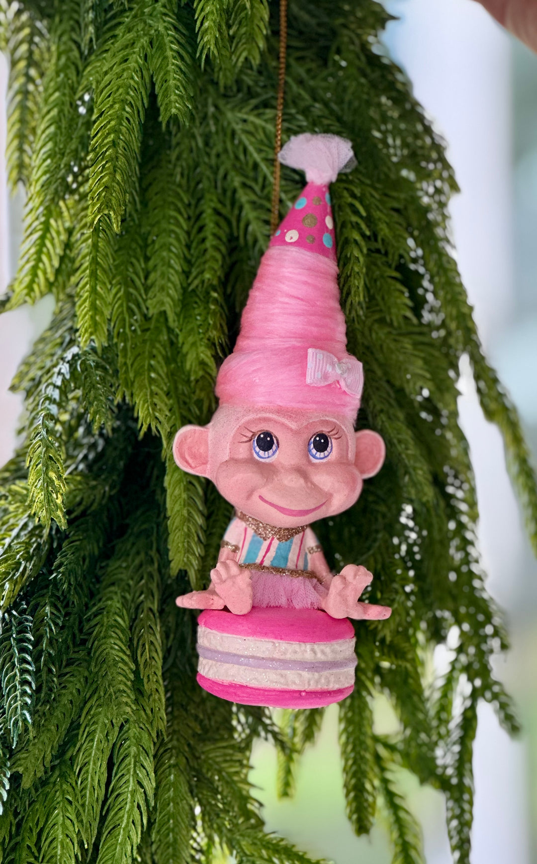 6.25" Cotton Candy Carnival Macaron Monkey Ornament - Choice of 2 Styles