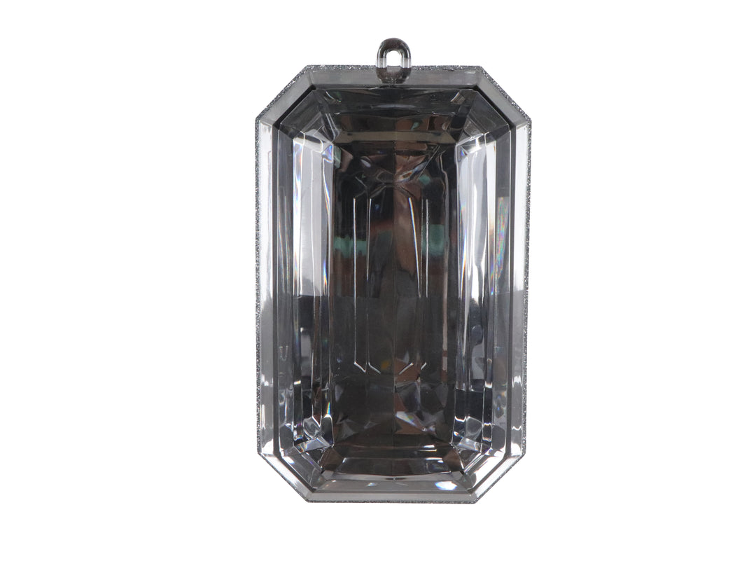 8" Acrylic Precious Gem Rectangle Ornament - Pewter