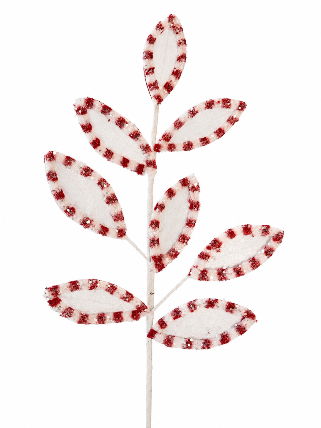 27" Candy with Snowglitter Spray Stem in White and Red