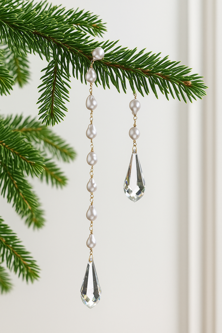 17" Pearl Chain Jewel Drop Ornament
