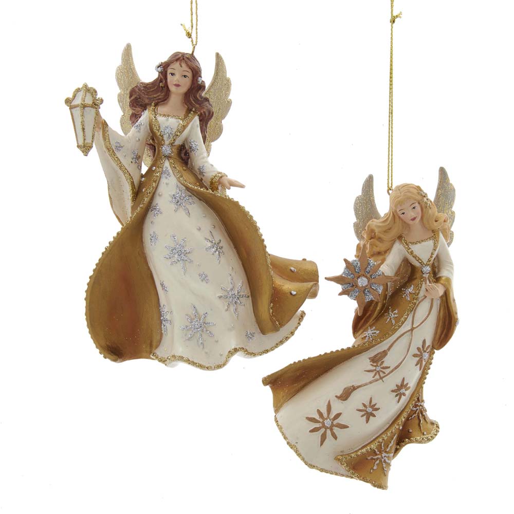 5" Metallic Gold Angel Ornaments, Choice of 2 Styles