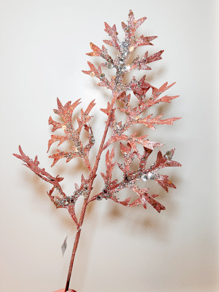 Pink Sea Reed Stem with Glitter