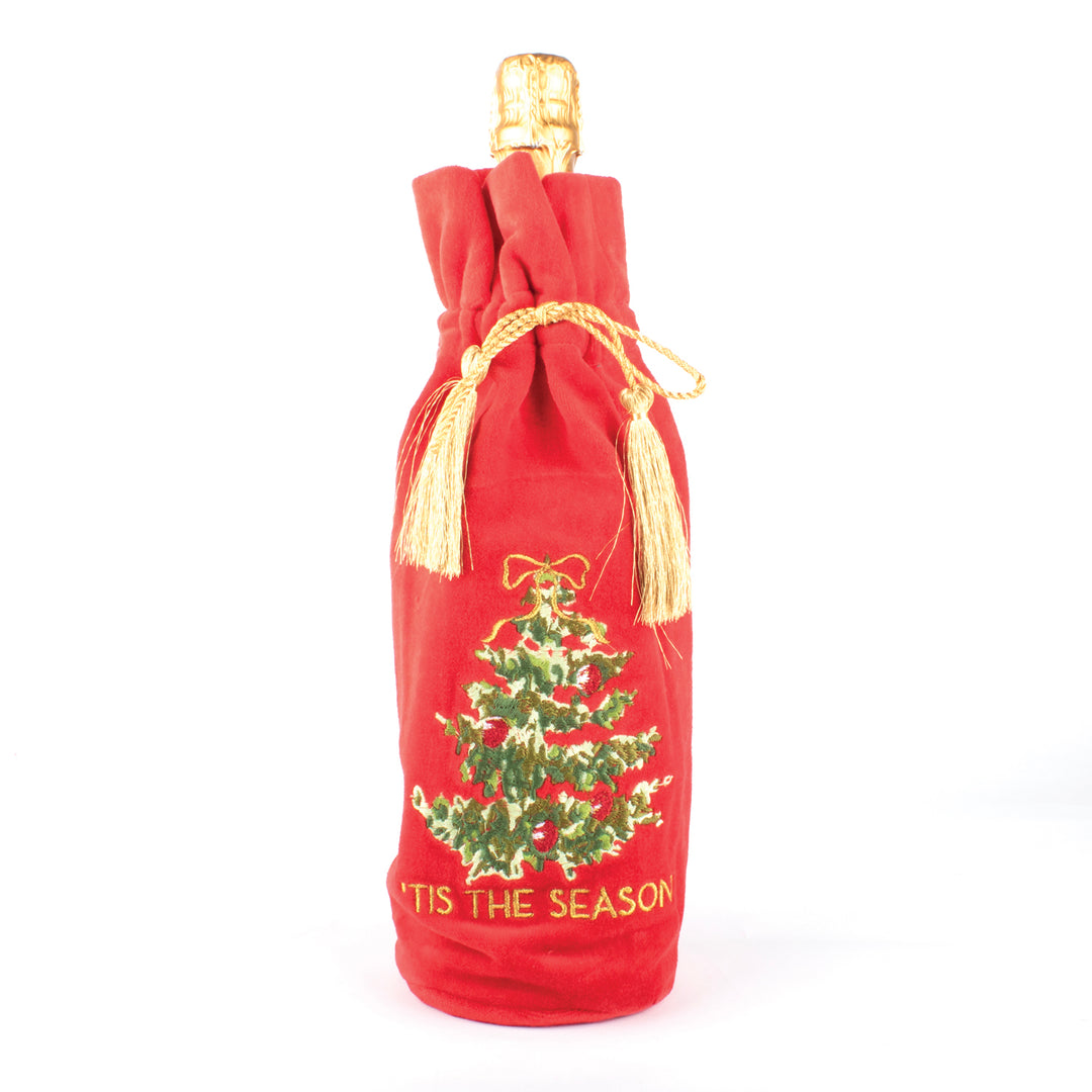 Tis the Season Tree Embroidered Wine Bag