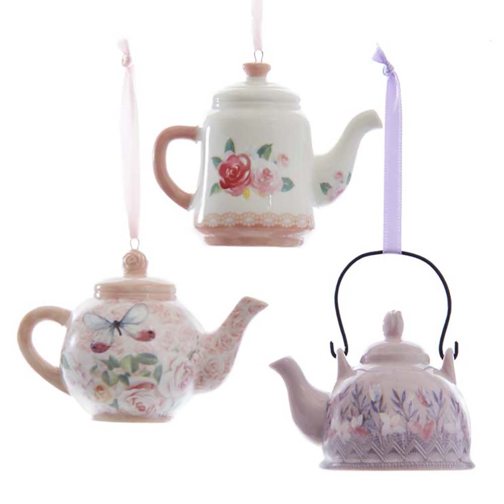 2.5" - 3" Boho Chic Teapot Ornaments, 3 Assorted