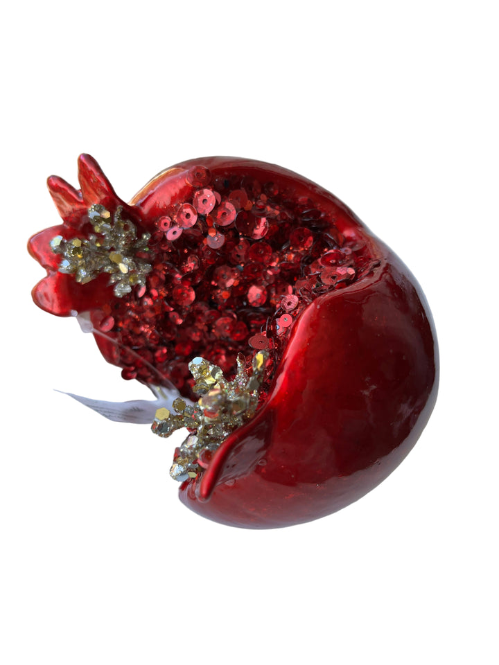 4" Enchanted Pomegranate Ornament - Red with Red Seeds