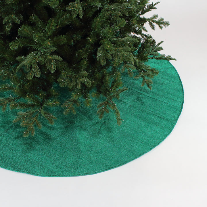 Pleated Metallic Tree Skirt - 72" Choice of Platinum or Emerald Green