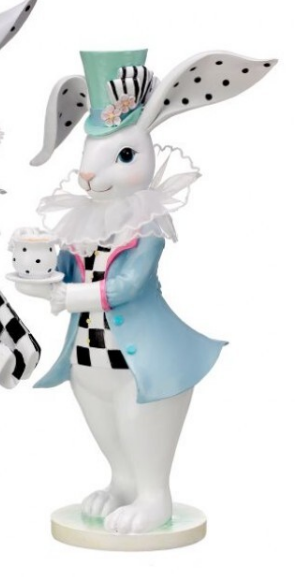 12" Resin & Fabric Brunch Bunny - Blie Coat