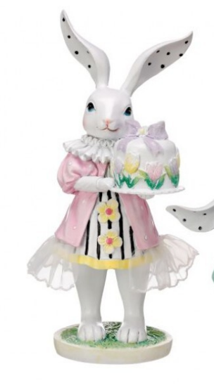 9" Resin Bunny with Cake - Girl