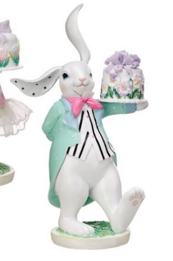 9" Resin Bunny with Cake - Boy