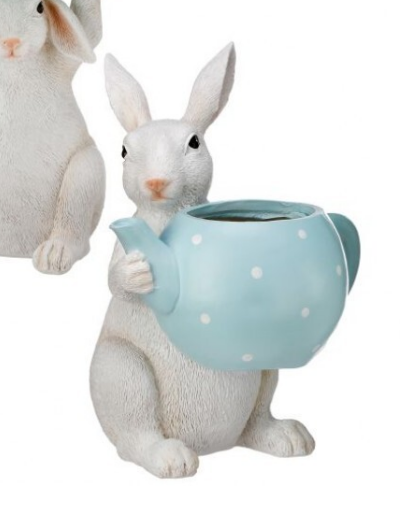 9.25" Resin Bunny with Teapot