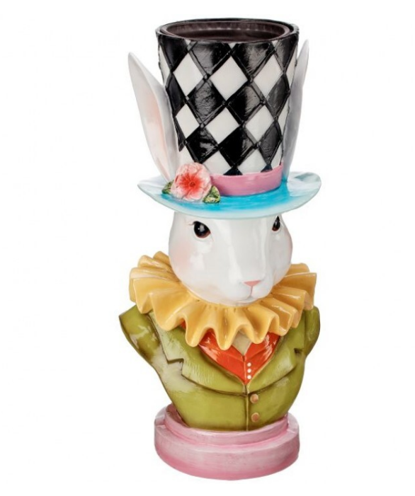 18.25" Resin Hatter Bunny Planter