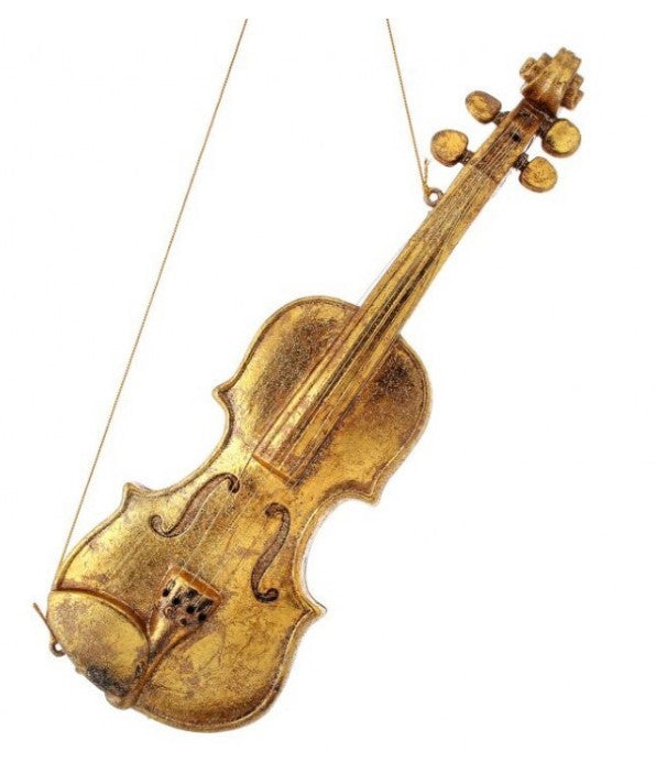 16" Gilded Plastic Violin Ornament -Gold